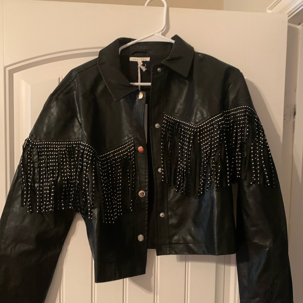 Fringe Faux Leather Jacket